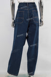 Dark blue baggy straight jeans women