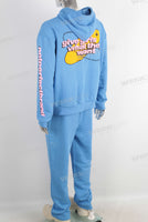 Blue digital print hoodie and pants set