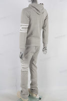 Grey embroidered patchwork hoodie and pants set