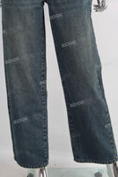 Blue acid washed straight jeans
