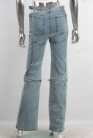 Blue straight patchwork jeans