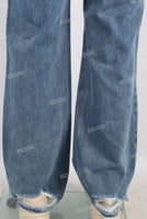 Blue damaged straight jeans