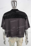 Mesh mock neck velvet boxy oversize t shirt men