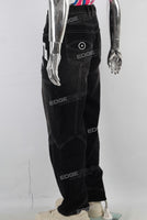 Black patchwork baggy jeans