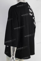 Black oversize patchwork digital print t shirt