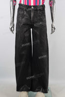 Black wax baggy boot cut jeans