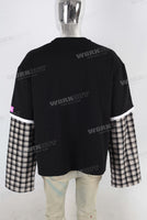 Black digital print patchwork long shirt