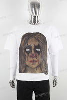 White heavyweight digital print t shirt