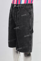 Black acid washed shorts