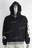 Black digital print hooded jacket