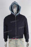 Dark blue patchwork knit jacket