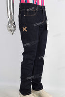 Black slim fit patchwork denim jeans