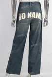 Blue acid washed straight jeans