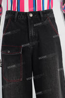 Straight digital print cargo jeans