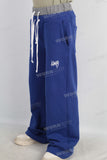 Blue double patchwork embroidered pants