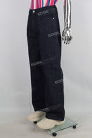 Blue wide leg straight jeans