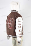 Coffee leather embroidered jacket