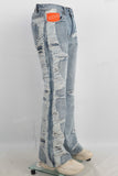 Blue damaged flare jeans