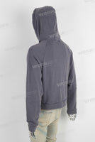 Dark blue Crop long sleeve pullover hoodie