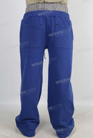 Blue double patchwork embroidered pants