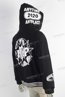 Black digital print hooded jacket