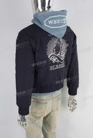 Dark blue patchwork knit jacket