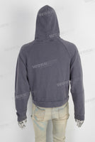 Dark blue Crop long sleeve pullover hoodie