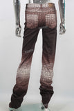 Digital print stack zip up jeans women