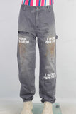 Damaged digital print paint splatters pants