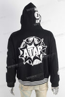 Black digital print hooded jacket