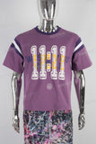 Purple puff and screen print T shirt