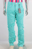 Damaged patchwork straight boot cut jeans