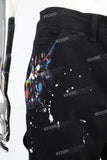 Men's black paint splash workwear flared pants