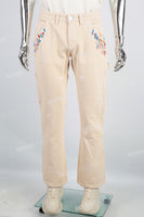 Men's Khaki Splash Embroidered Cargo Flare Pants