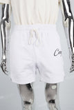 Men's White Embroidered Knit Shorts