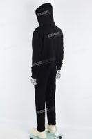 Black printed pullover knitted long suit