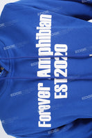 Men's blue printed hooded sweatshirt knitted trousers