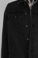 Hot Sale Men Black Casual Long Sleeve Cotton Fabric Denim Jacket