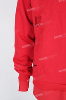 Men's red tattered print pullover sweatshirt