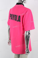 Pink Print Letter Polo Shirt