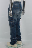 J22391 Blue Split Side Pocket Denim Men's Cargo Pants