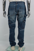 J22391 Blue Split Side Pocket Denim Men's Cargo Pants