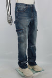 J22391 Blue Split Side Pocket Denim Men's Cargo Pants