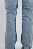 Blue Patchwork Men's Flare Jeans