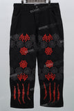 Black Embroidery Ripped Mans Cargo Jeans