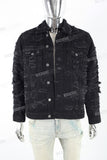 Men's Black Ripped Denim Jacket