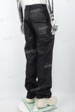 Men's black waxed baggy cargo pants