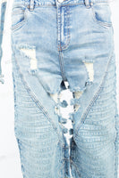 Blue tattered patchwork Baggy Jeans