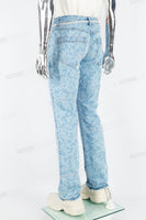 Blue floral denim cargo pants