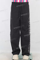 Black embroidered patchwork straight pants